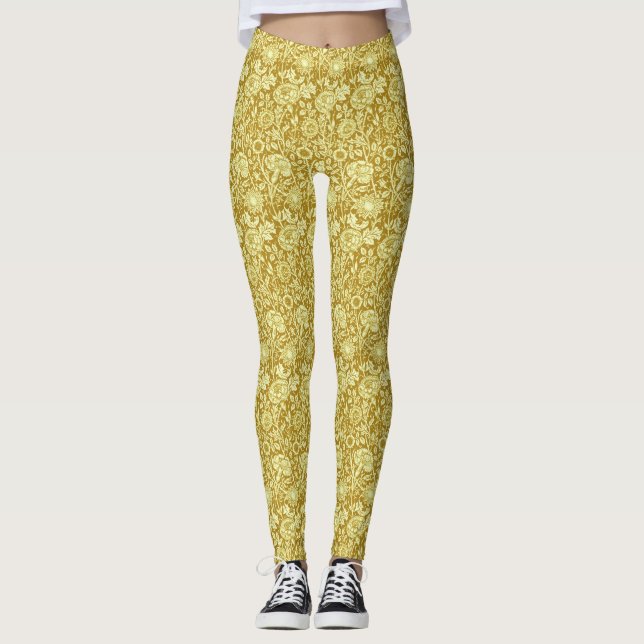 Leggings Art Nouveau Carnation Damas, moutarde et jaune (Devant)