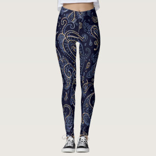 Leggings Art Nouveau Floral Denim Design