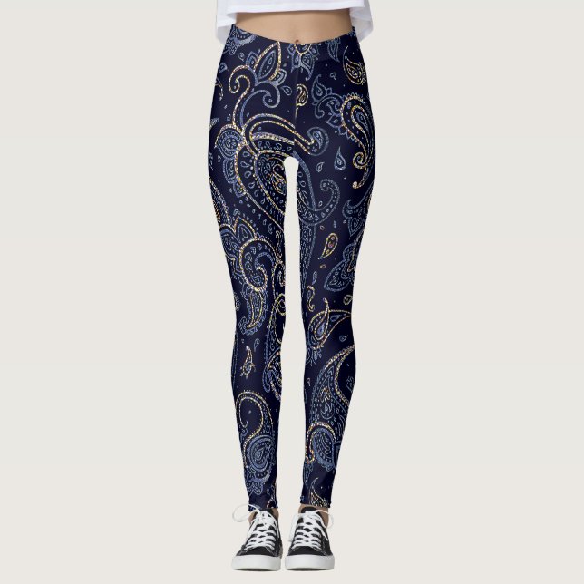 Leggings Art Nouveau Floral Denim Design (Devant)