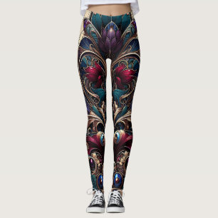 Leggings Art Nouveau Teinte Bijou Floral Vintage Glam