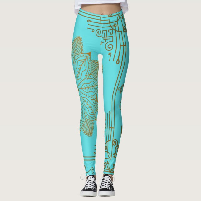 Leggings Art Nouveau "Turquoise" (Devant)