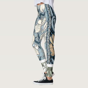 Leggings Art Nouveau vintage, fleurs d'iris de jardin