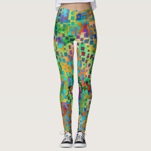 Leggings Art numérique Abstrait coloré avec pattes Carré