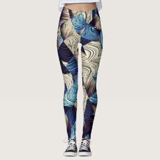 Leggings Art numérique Bleu Carrés Abstraits