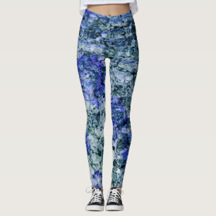 Leggings Art numérique d'aquarelle bleue arrière - plan a