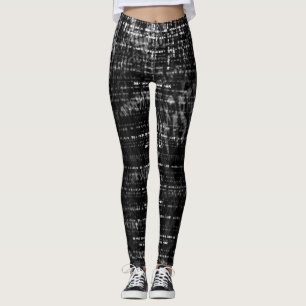 Leggings Art numérique de code binaire noir et gris