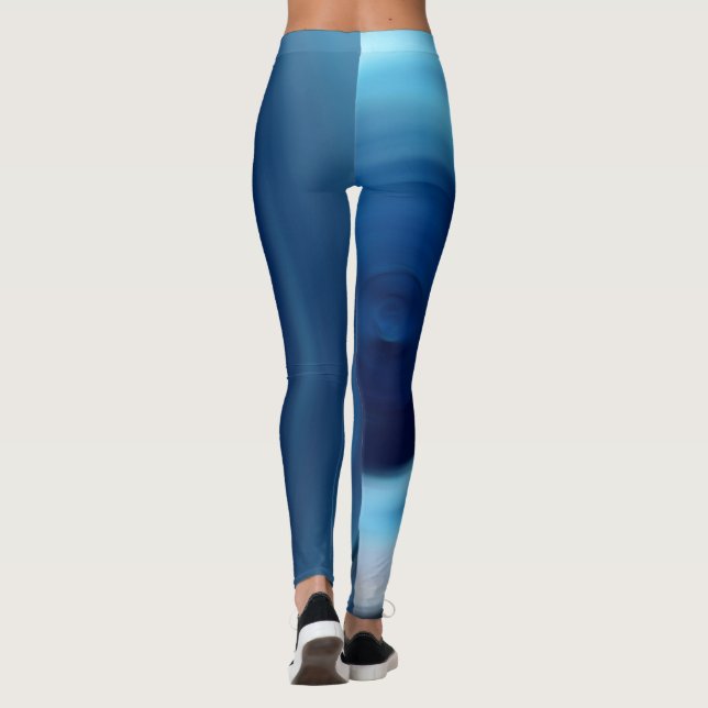 Leggings Art numérique de dégradé bleu spiral Abstrait (Dos)