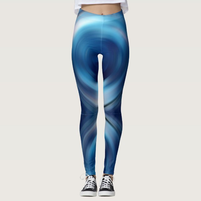 Leggings Art numérique de dégradé bleu spiral Abstrait (Devant)