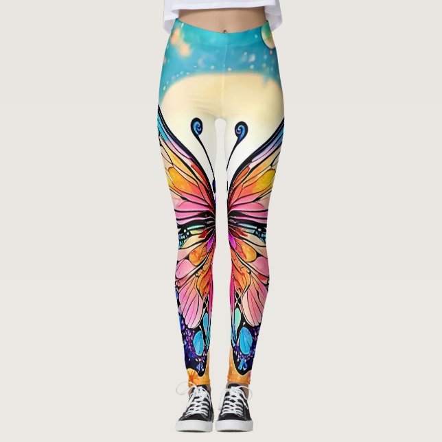 Leggings Art papillon floral (Devant)