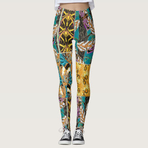 Leggings Art papillon sarcelle et violet maximaliste vibran