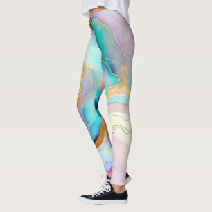 Leggings Art parties scintillant abstrait en marbre pastel