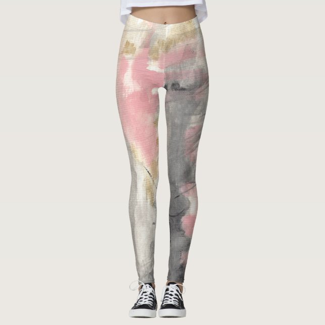 Leggings Art peint en or rose Abstrait (Devant)