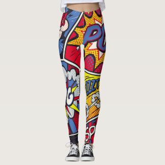Leggings Art pop rétro, motif de la bande dessinée.