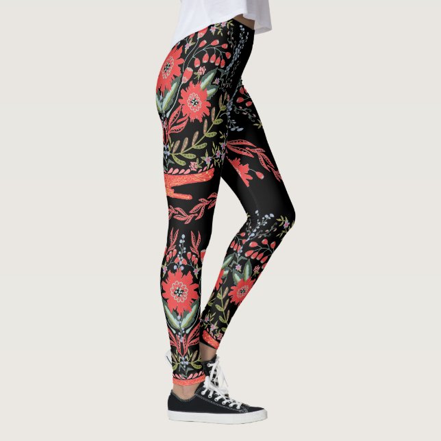 Leggings Art populaire chic de fleur sauvage (Droite)