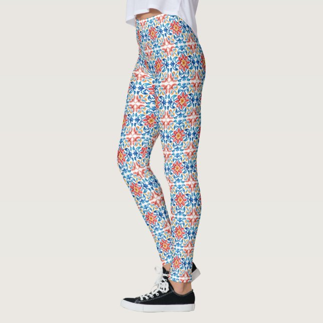 Leggings Art populaire mexicain de style Talavera (Gauche)
