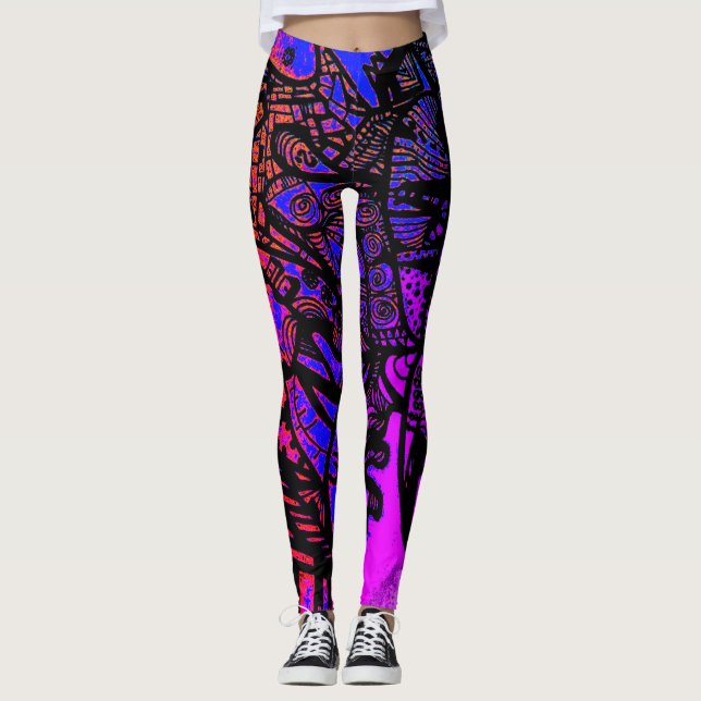 Leggings Art psychédélique coloré (Devant)