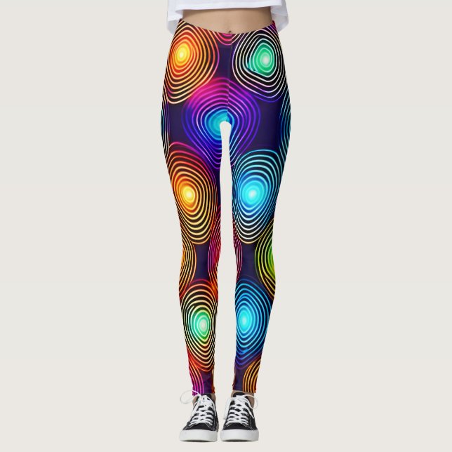 Leggings Art Spirale Abstrait Multicolore Vibrant (Devant)
