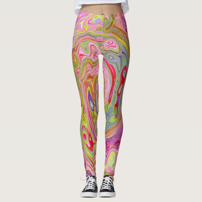Leggings Art Super rétro rose, jaune et magenta (Devant)