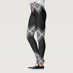 Leggings Art tribal noir et blanc