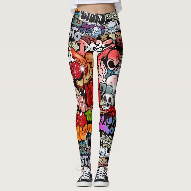 Leggings Art urbain dynamique de rue Graffiti art motif (Devant)