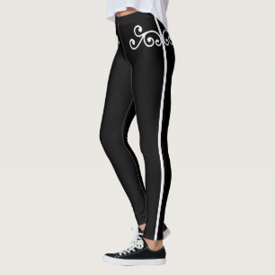 Leggings Art vectoriel de tourbillon floral blanc sur leggi
