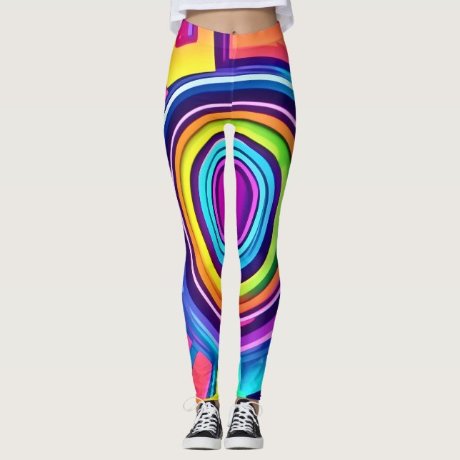 Leggings Art Vortex Psychédélique Vibrant (Devant)