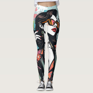 Leggings Artistic Abstract Floral-Paint Splatter Yoga Pants