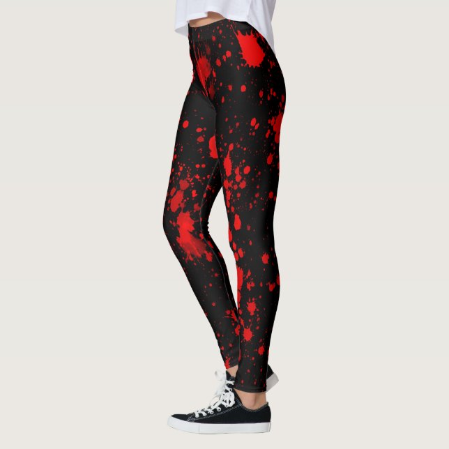 Leggings Artistic Éclaboussure de peinture noire rouge colo (Gauche)