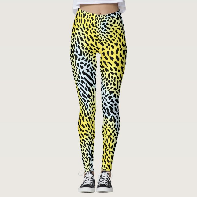 Leggings Artsy Abstrait Jaune Gradient Motif léopard (Devant)