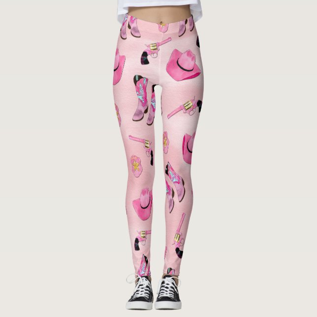 Leggings Artsy mignonne fille rose Turquoise fille aquarell (Devant)