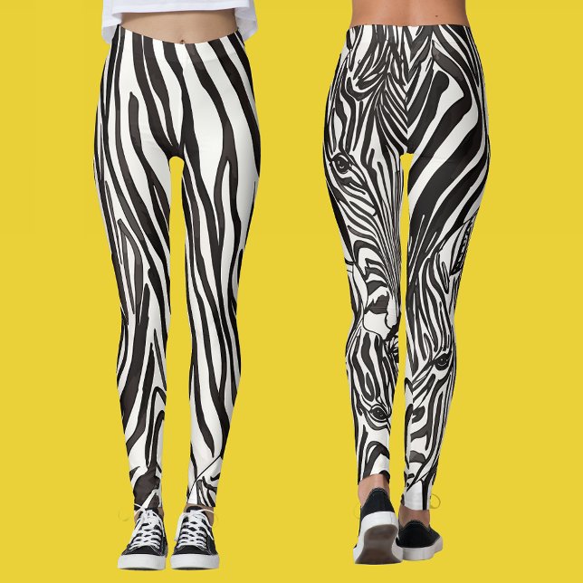 Leggings Artsy Moderne Zèbre Noir Et Blanc (Créateur téléchargé)