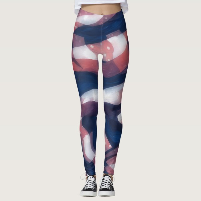 Leggings Artsy rouges et bleus (Devant)