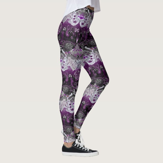 Leggings Asexuel Dragon Damask - Ace Pride couleurs drapeau (Droite)