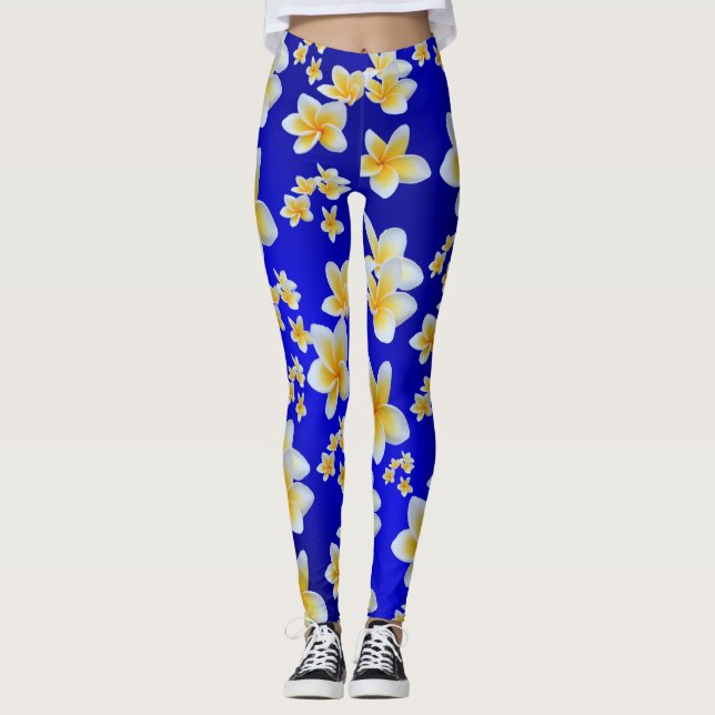 Leggings asiatique, jaune, blanc, fleur, brillant, or, flor (Devant)
