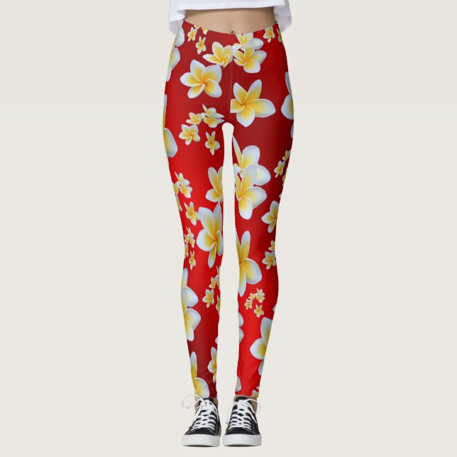 Leggings asiatique, jaune, blanc, floraison, brillant, or,  (Devant)
