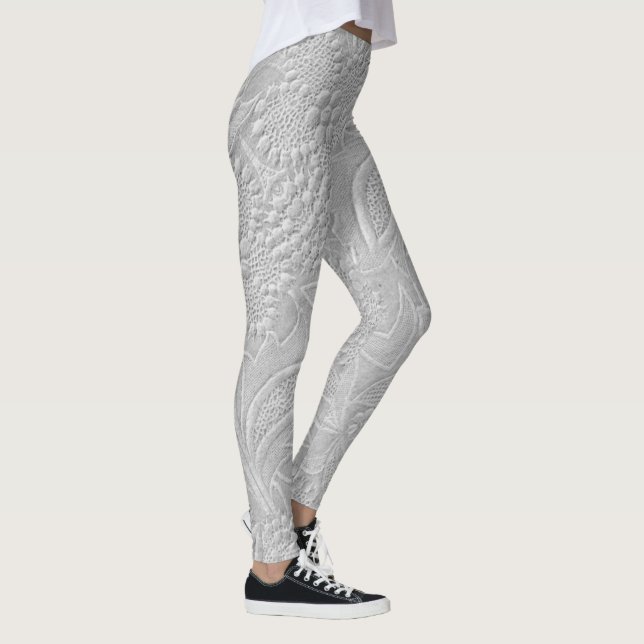 Leggings Aspect floral embossé gris (Droite)