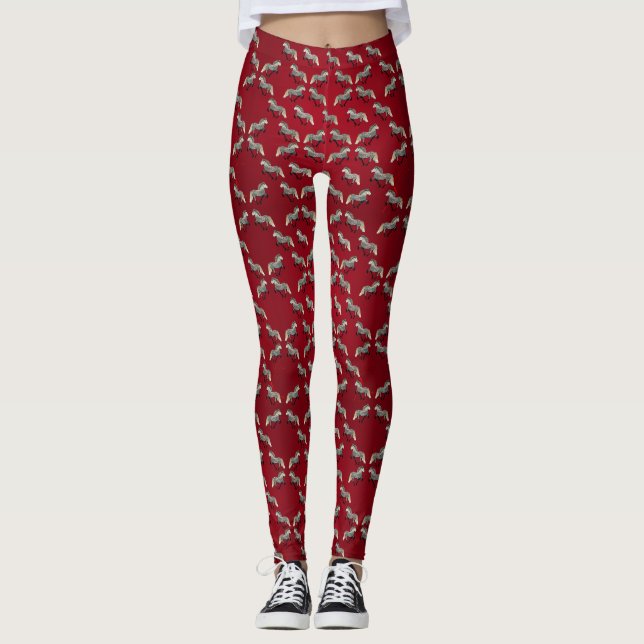 Leggings Astra du cheval islandais en rouge (Devant)