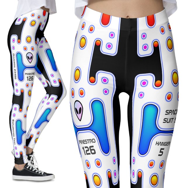 Leggings Astronaute blanc fille spatiale Android Robot (Créateur téléchargé)