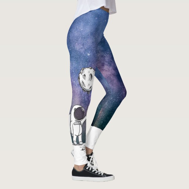 Leggings Astronaute dans l'espace avec ballon de lune cosmo (Droite)