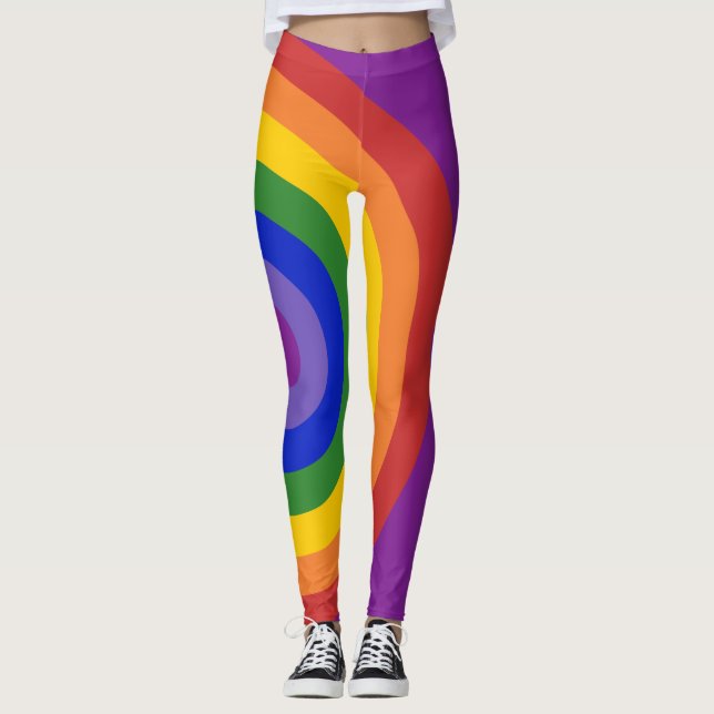 Leggings Asymétrique Rainbow Bullseye LGBT Pride (Devant)