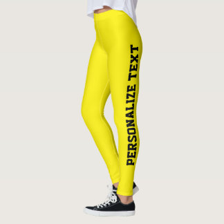 Leggings Athleisure noir texte personnalisé jaune vif