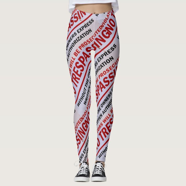 Leggings aucun signe d'intrusion rouge sur blanc (Devant)