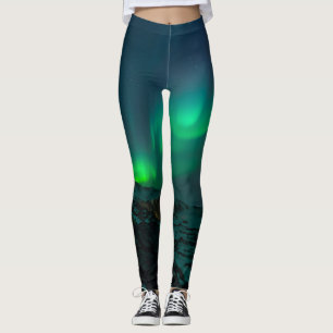 Leggings Aurora Borealis Lumières du Nord étoiles ciel