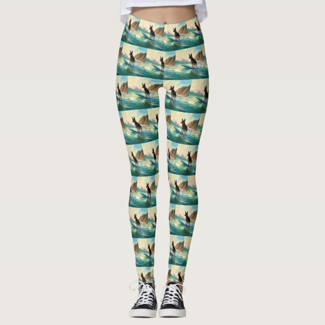 Leggings Australian Kelpie Beach Surf Paining (Devant)