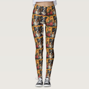 Leggings Australian Shepherd Heart Roses Saint-Valentin