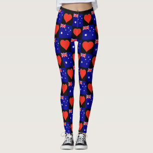 Leggings Australie Drapeau Motif de coeur Patriotique Austr
