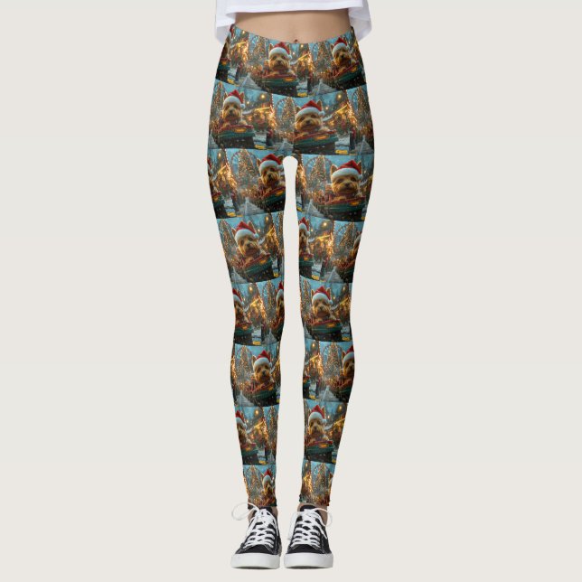 Leggings Australie Terrier Dog Roller Dessous de verre Noël (Devant)
