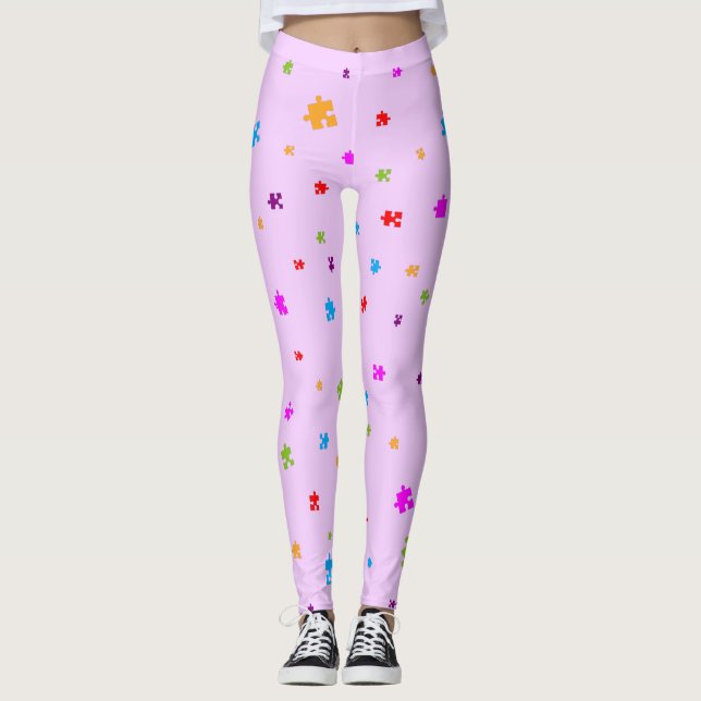 Leggings Autisme de couleur arc-en-ciel Pièces de puzzle su (Devant)
