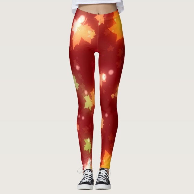 Leggings Automne Feuille d'Halloween (Devant)