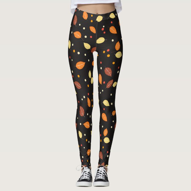 Leggings Automne Feuilles Automne Motif (Devant)